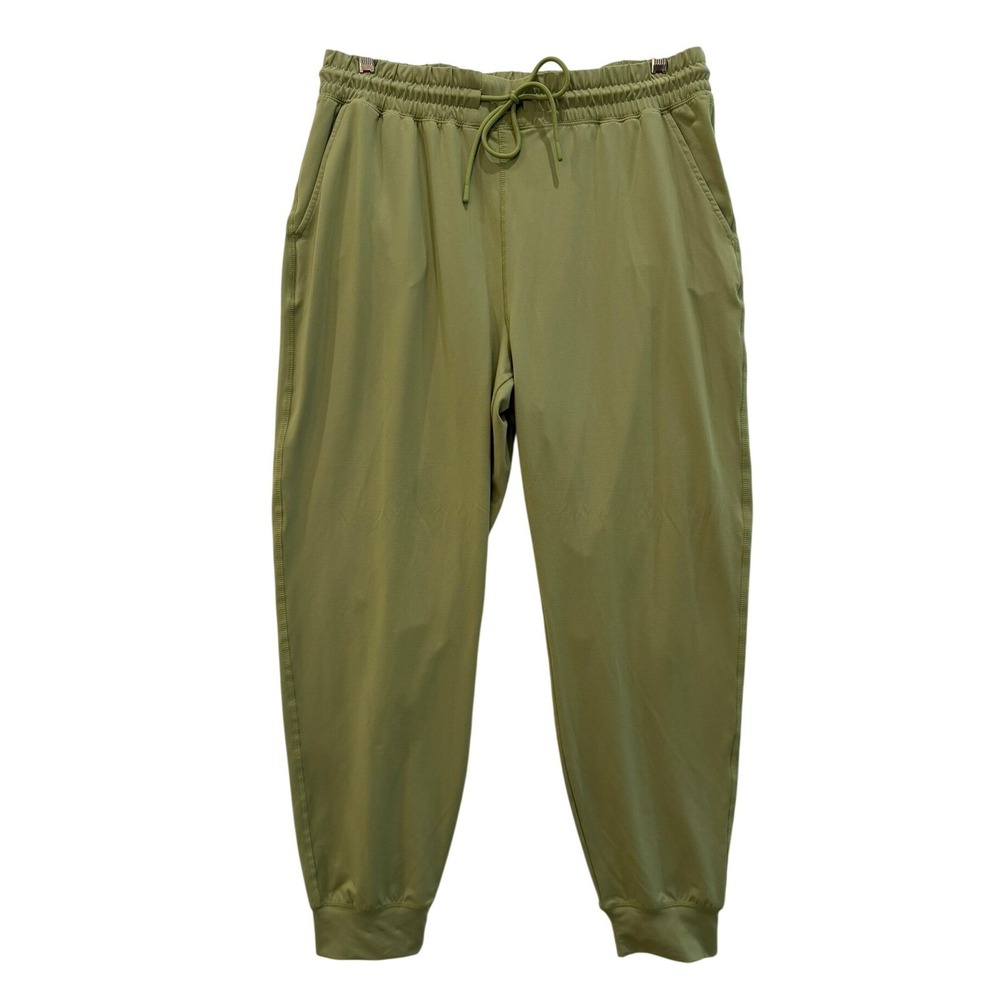 Fabletics Maj Sleek Joggers Olive Green High Rise Drawstring Moisture Wicking XL